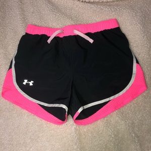 under armor pink and grey shorts